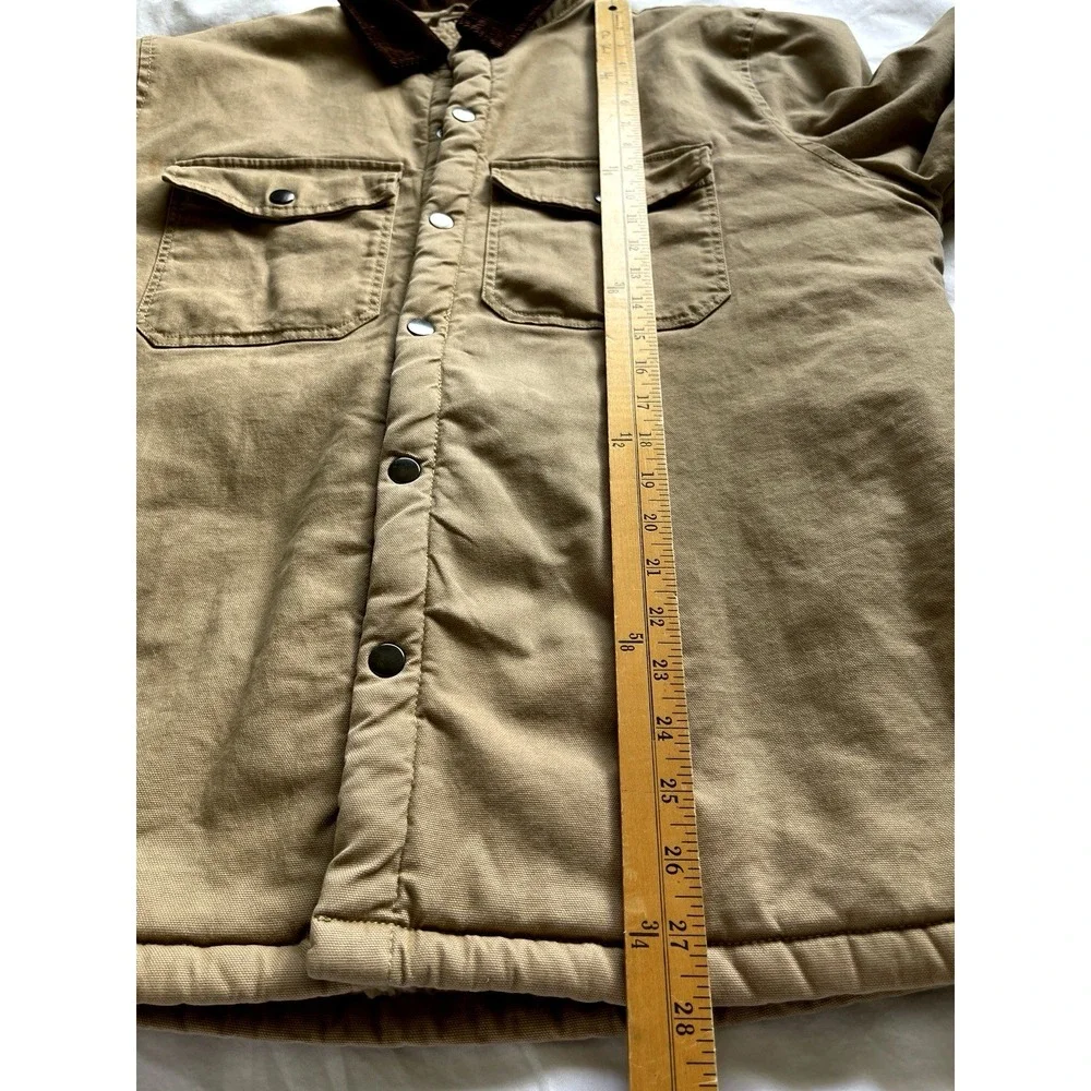 Mens Sherpa Lined Canvas Jacket Size L Corduroy Collar Country Barn Chore - Picture 8 of 9